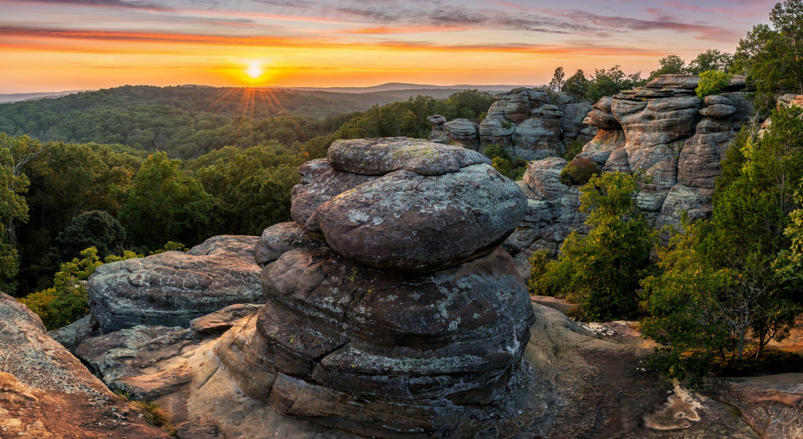 big rock on top of mountain in shawnee national forest - photo by visit the usa
