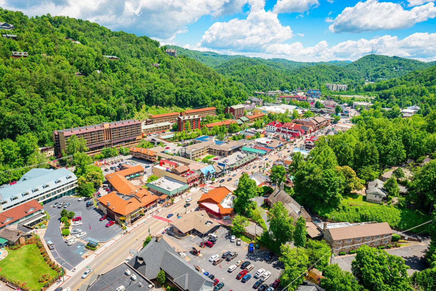 gatlinburg city buildings in the spring - photo by tripster